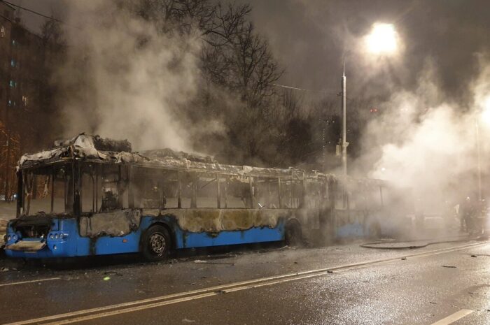 Автобус загорелся в Москве