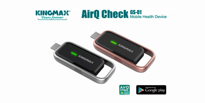 Миниатюрный газоанализатор Kingmax AirQ Check GS-01, подключаемый к смартфону, позволяет оценить общую концентрацию ЛОВ