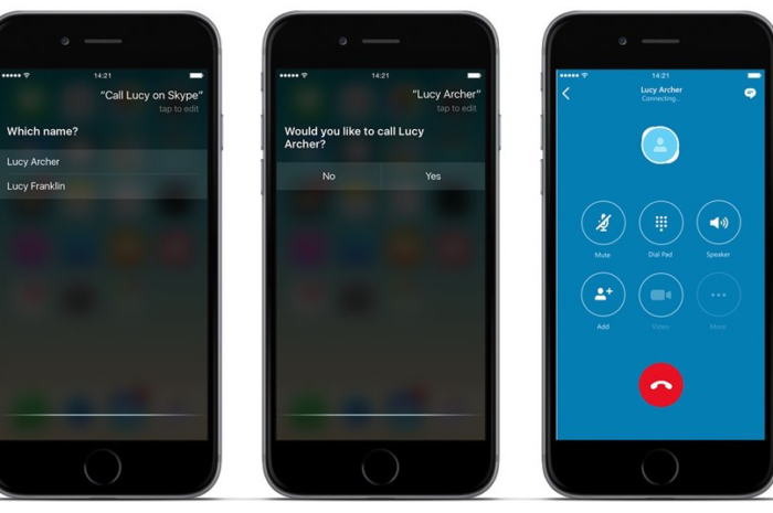 В Skype для iOS появилась поддержка Siri
